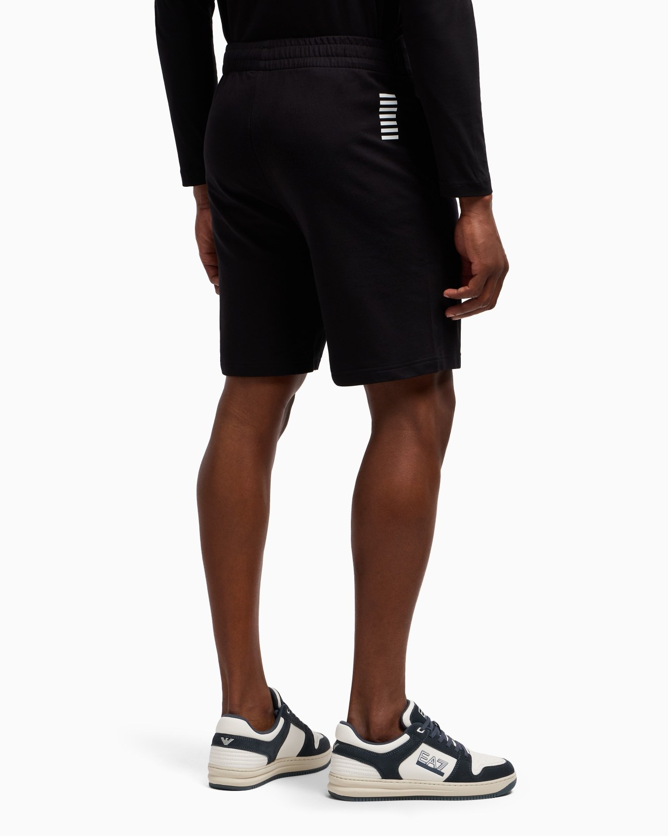 Ea7 Side Pocket Shorts In Cotton With Drawstring Core Identity In Black