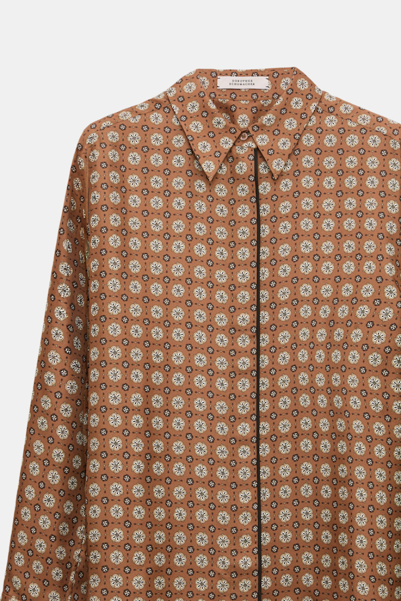 Dorothee Schumacher Printed Silk Twill Shirt In Brown