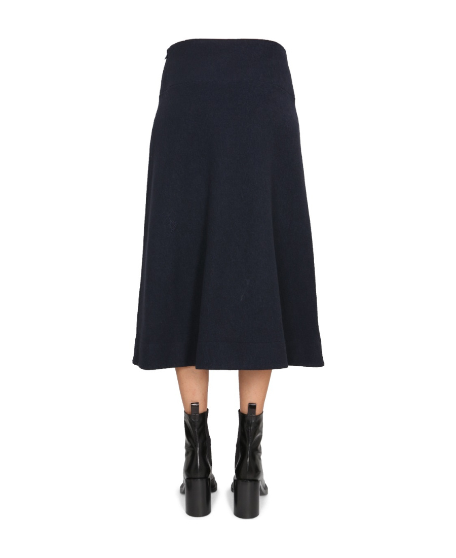 Jil Sander A-line Wool Midi Skirt In Black