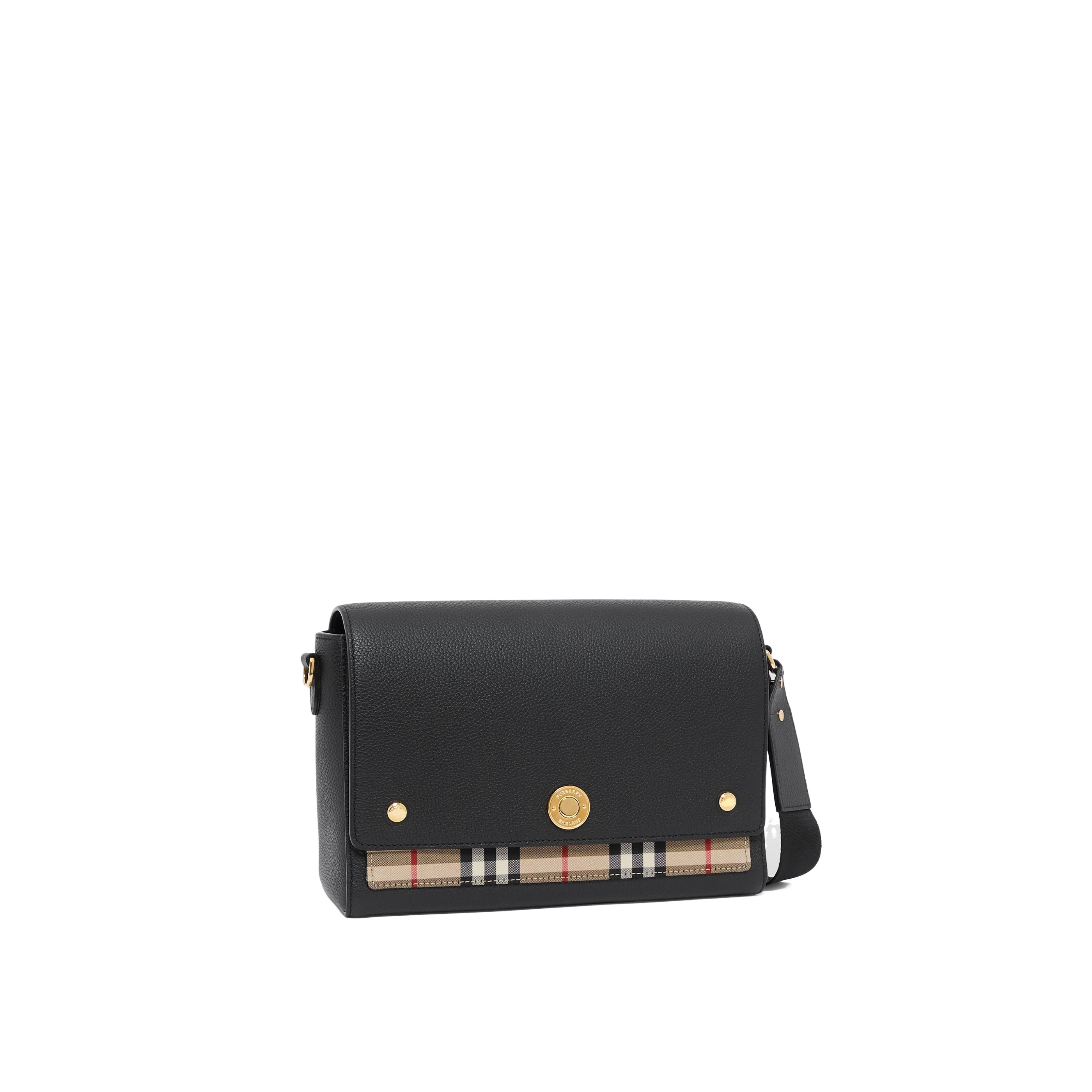 Burberry Note Medium Canvas And Leather Shoulder Bag In Black