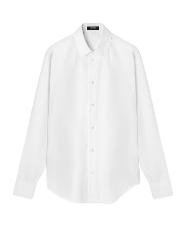 Versace Barocco Jacquard Button-up Shirt In White