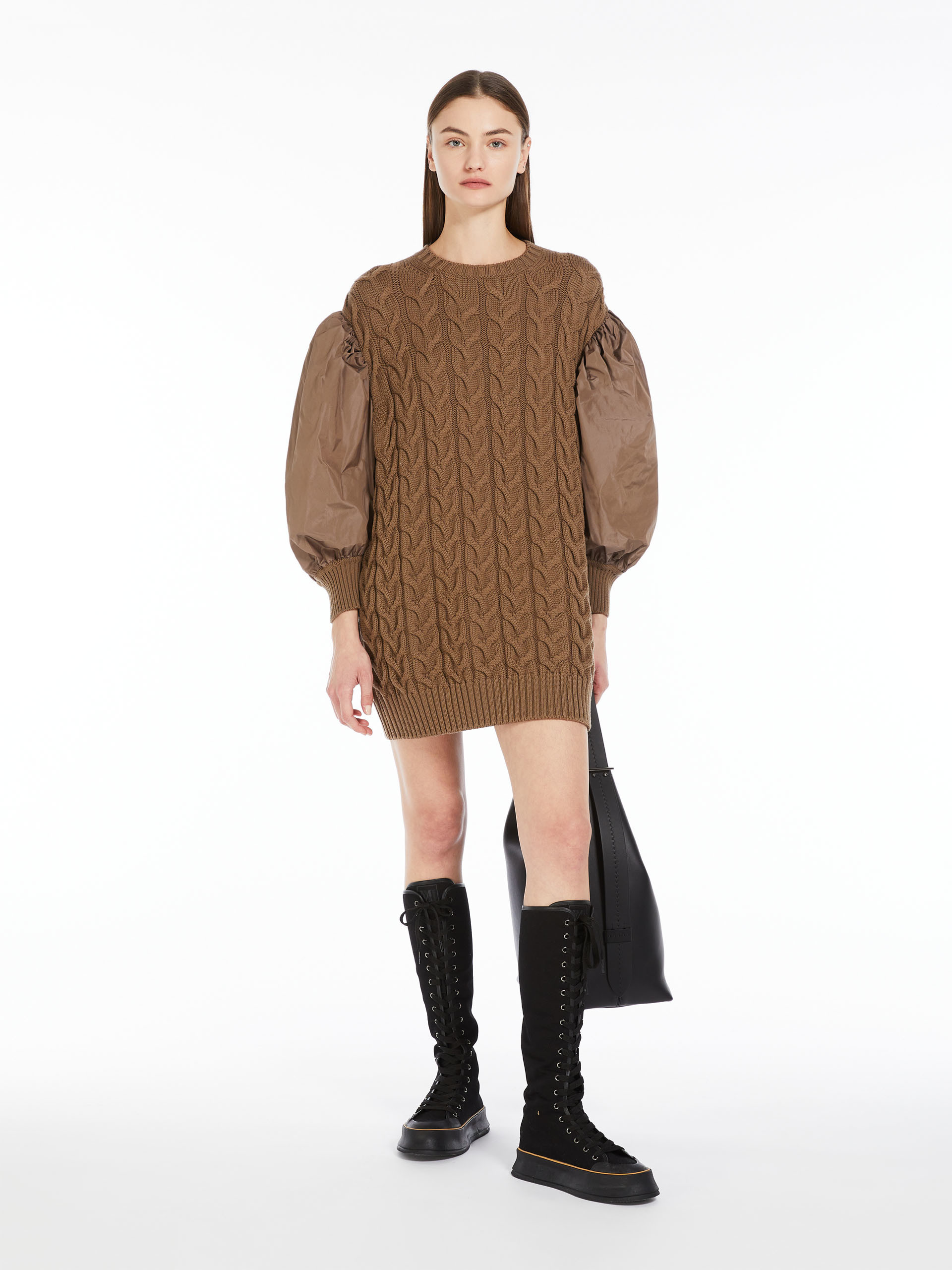 Max Mara Maxmara Vittor Wool Dress In Brown