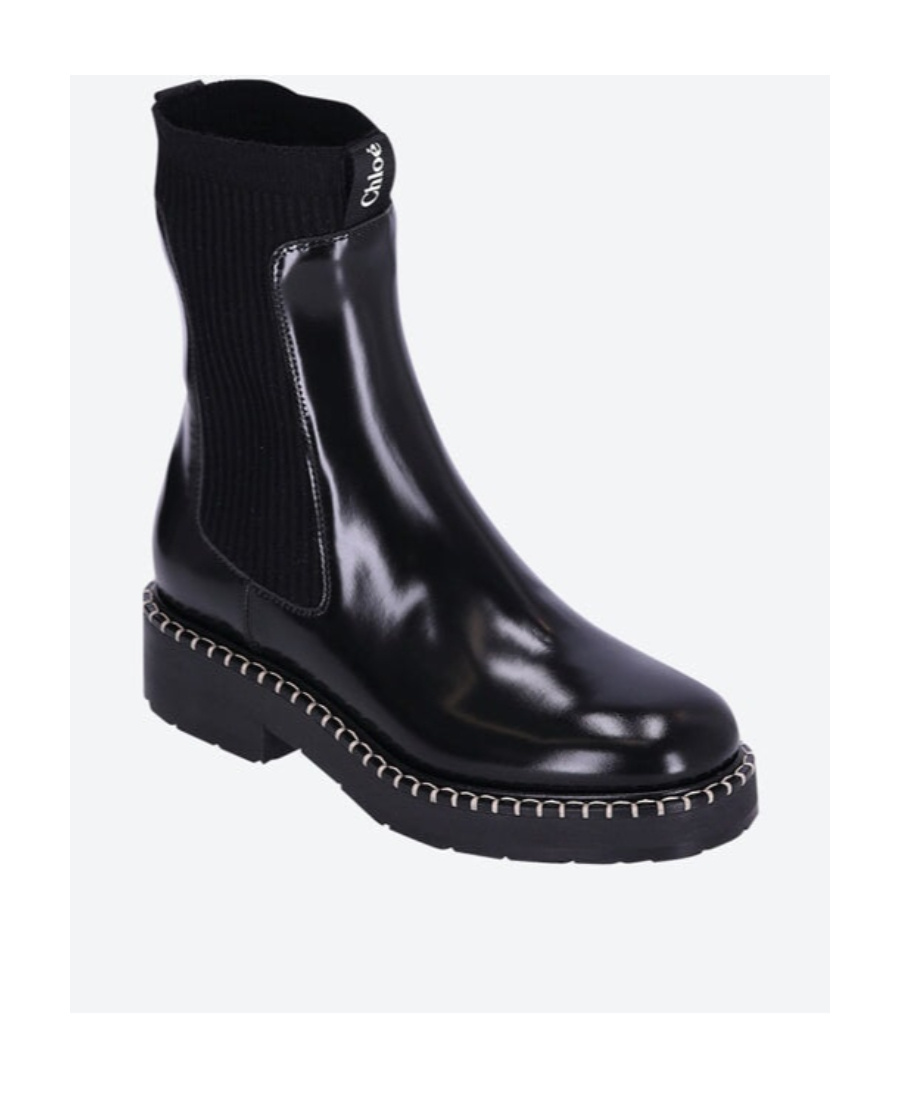 Chloé Noua Decorative-stitch Leather Boots In Black