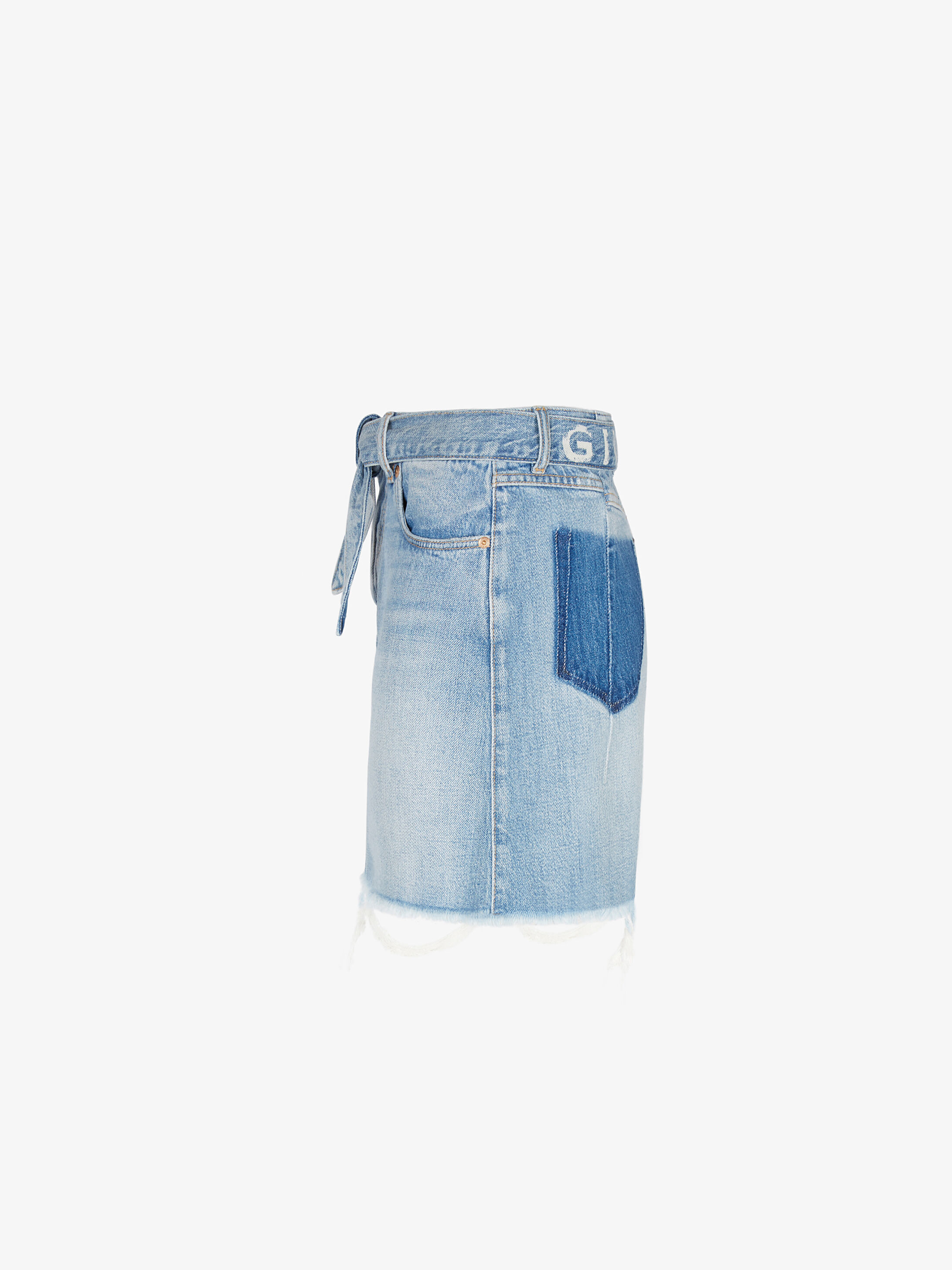 GIVENCHY BELTED DENIM MINI SKIRT 