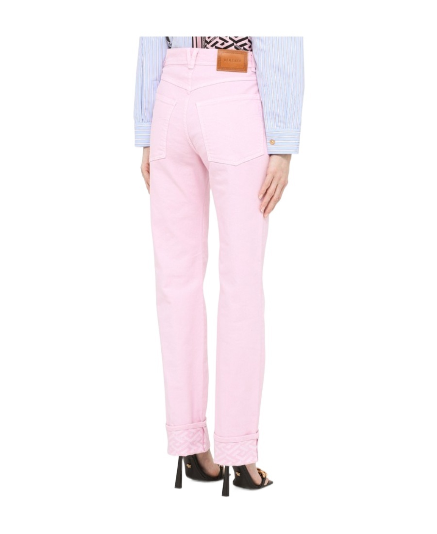 Versace High-waisted Straight Trousers In Pink