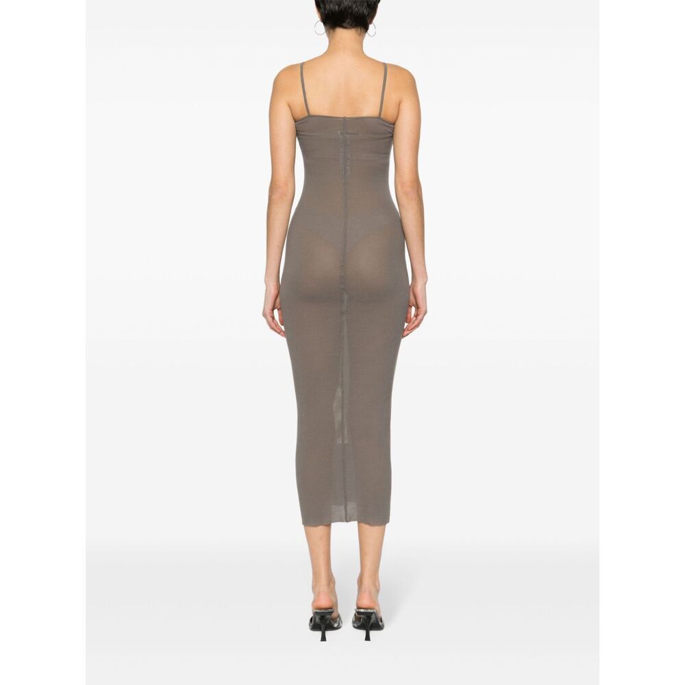 Rick Owens Skorpio Fine-ribbed Tank Dress In Gray