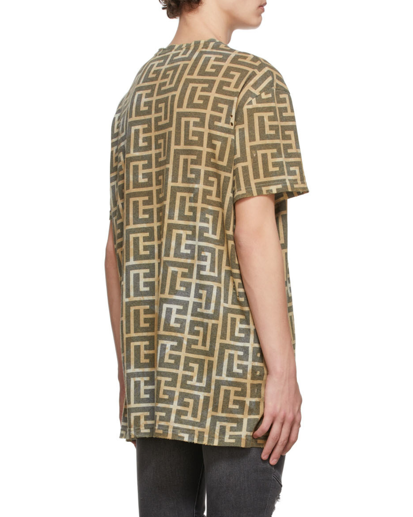Shop Balmain Monogram-print Short-sleeved T-shirt In Brown