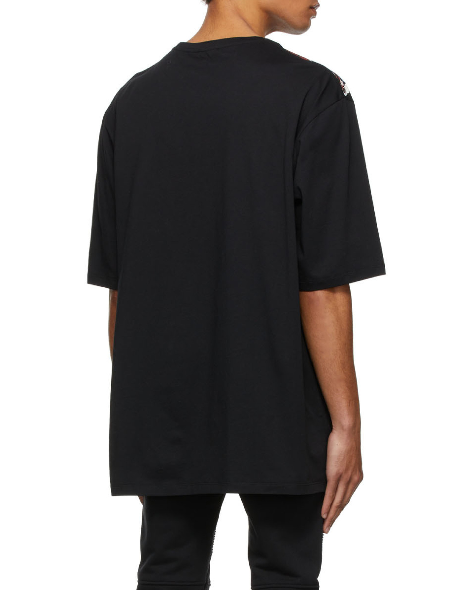 Shop Balmain Oversized Black Cotton T-shirt With Multicolor  Logo Print