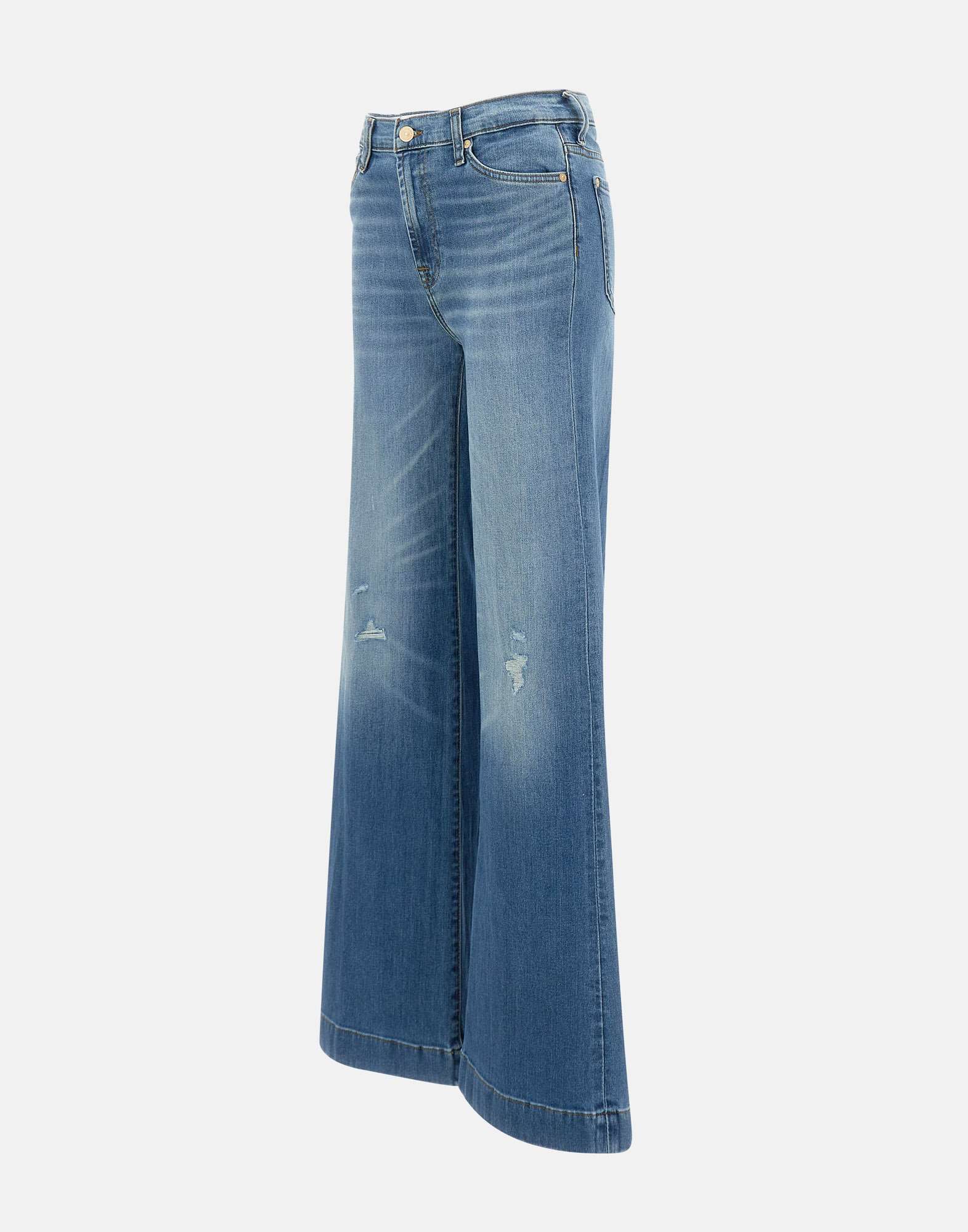 7 For All Mankind Modern Slim Illusion Distressed Jeans In Blue
