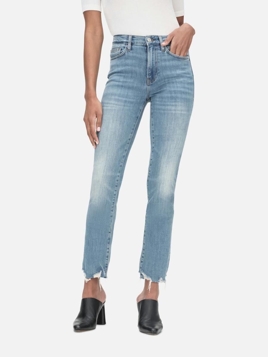 Frame High-rise Straight-leg Jeans In Blue