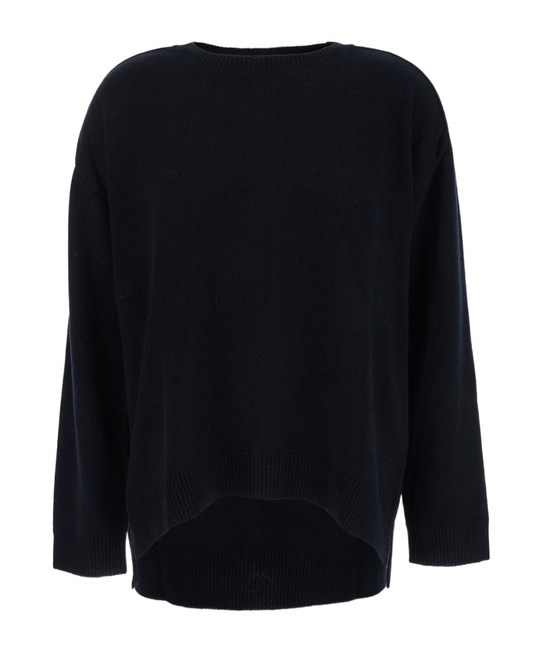 P.a.r.o.s.h Black Crewneck Sweater With Asymmetric Hem In Wool And Cashmere Woman In Black