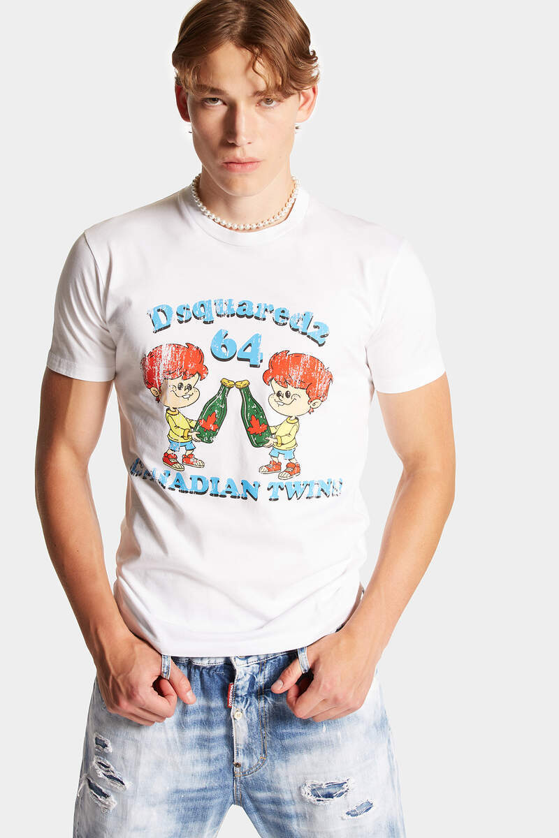 Dsquared2 T-shirt With Canadian Twins Print In White