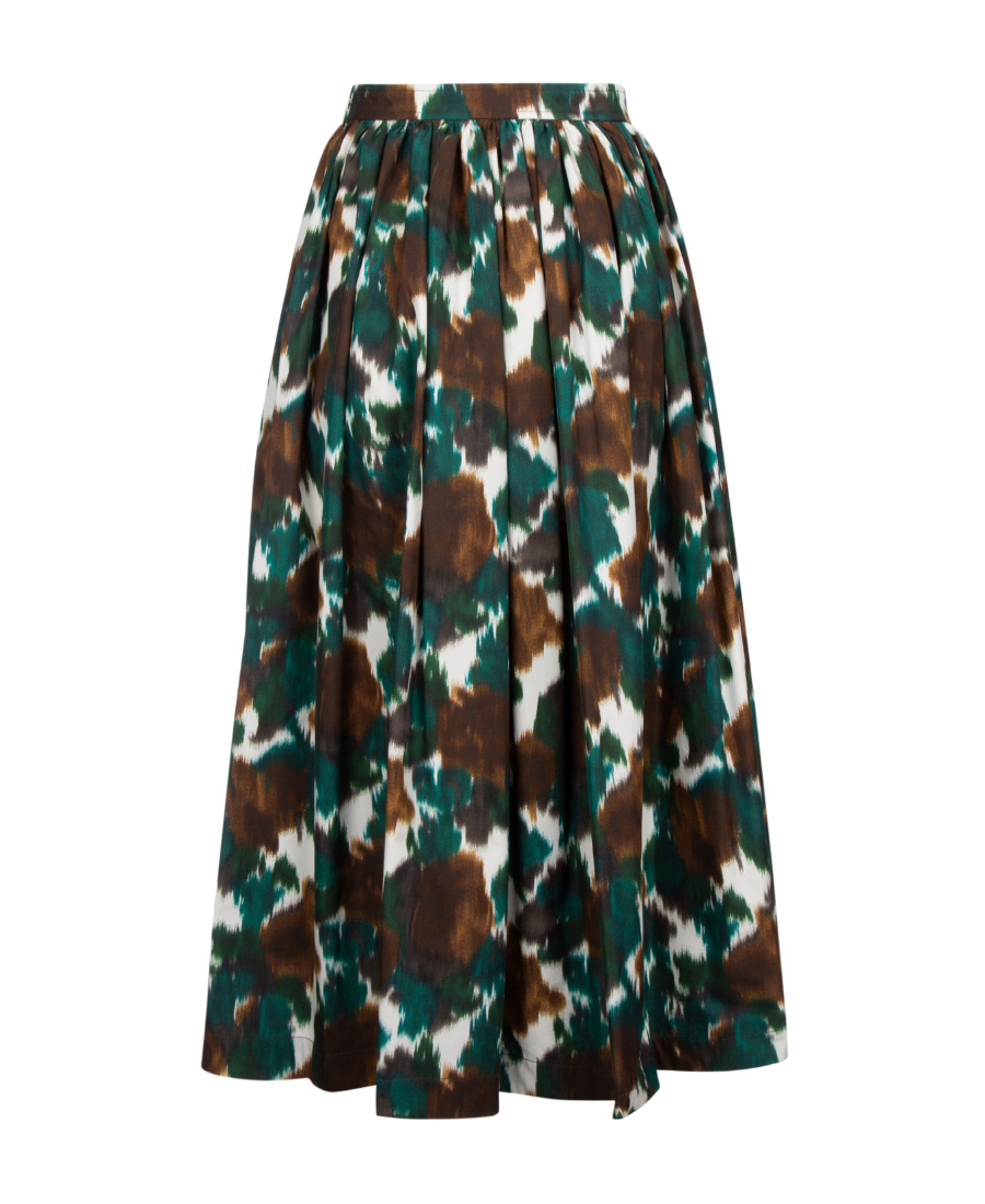 Dior Cotton Blend Flared Maxi Skirt With Back Zip In Multicolor