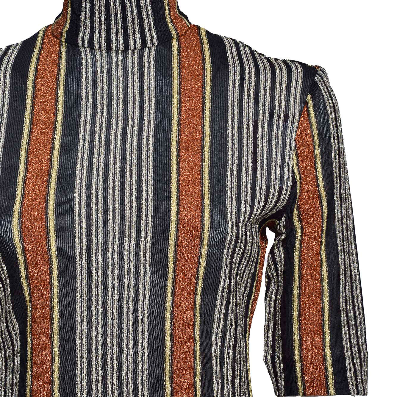 Missoni Striped Short-sleeve Jumper In Gray