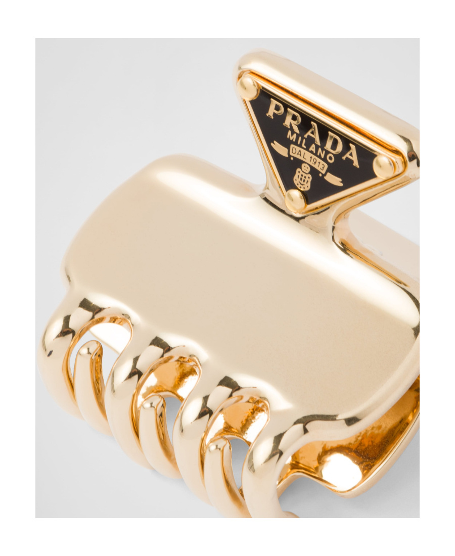 Prada Triangle-logo Claw Hair Clip In Yellow