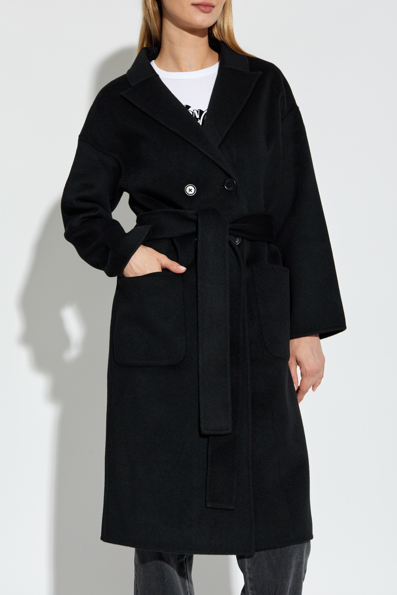 ANINE BING BELTED DOUBLE-BREASTED COAT
