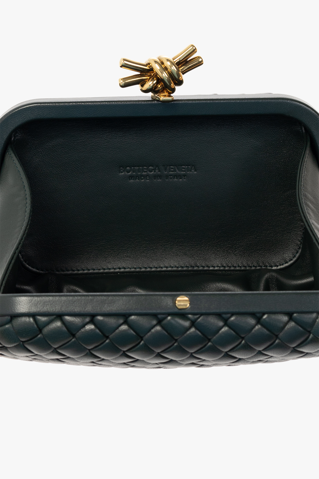 Shop Bottega Veneta Knot Intrecciato Leather Clutch Bag In Black