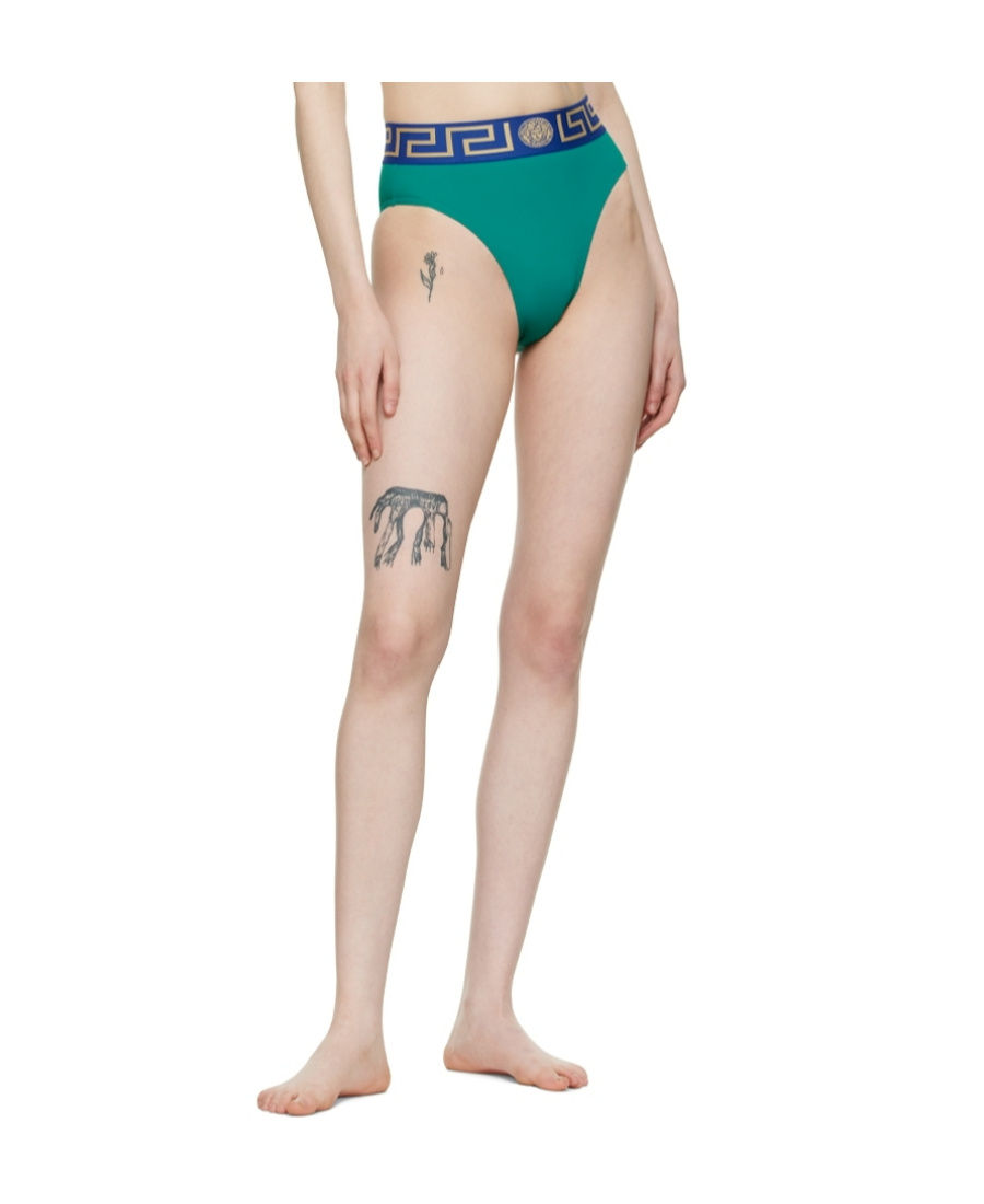Versace Logo High-rise Swimsuit In Nude