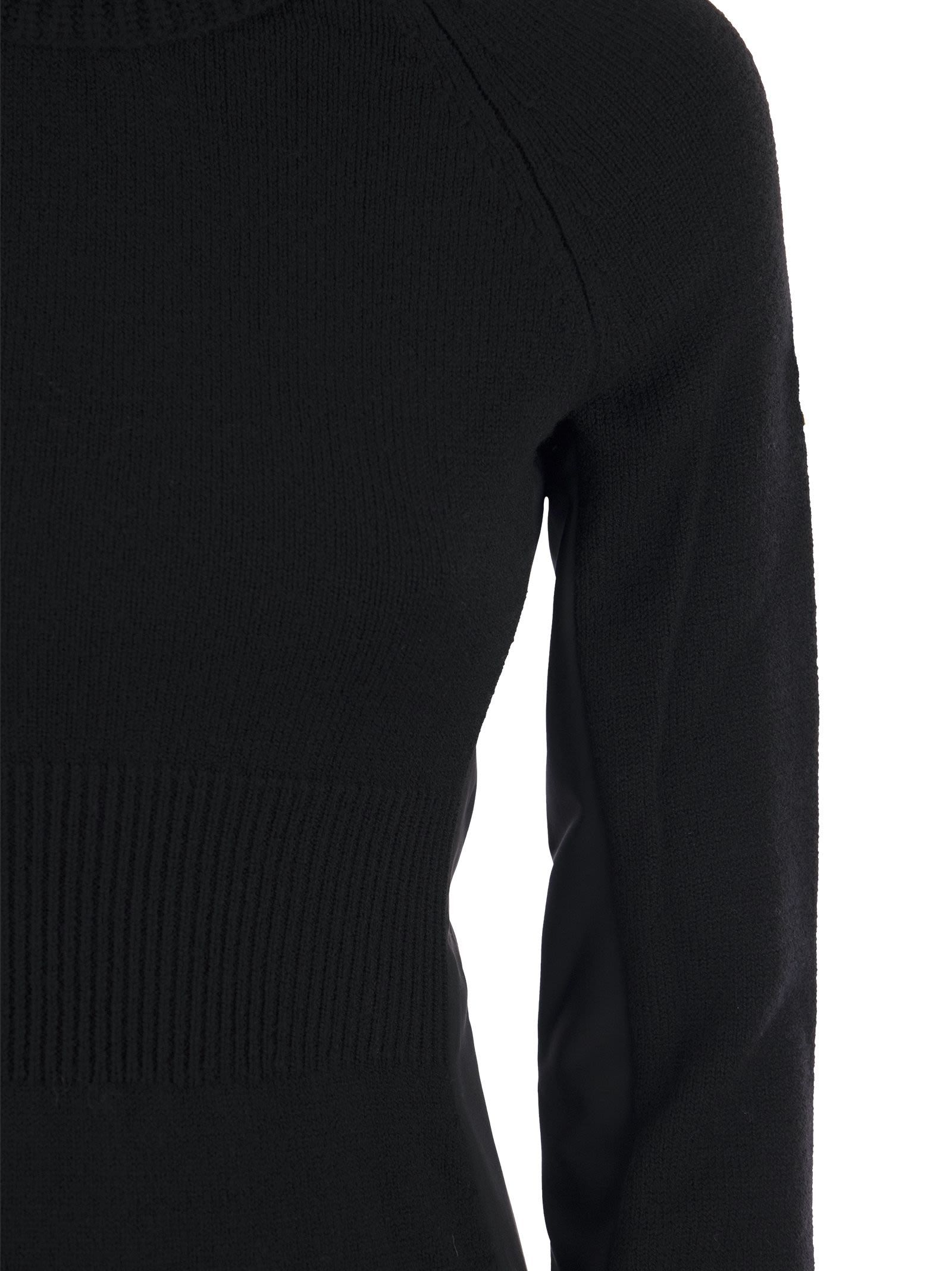 Moncler Wool Fleece Polo Neck Jumper In Black