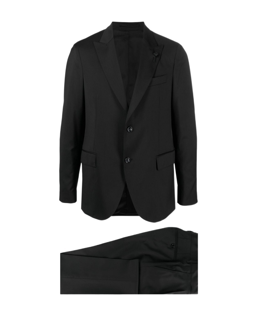 Lardini Single-breasted Two-piece Wool Suit In Black