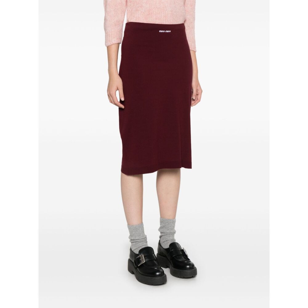 Miu Miu Burgundy Viscose Blend Skirt In Brown