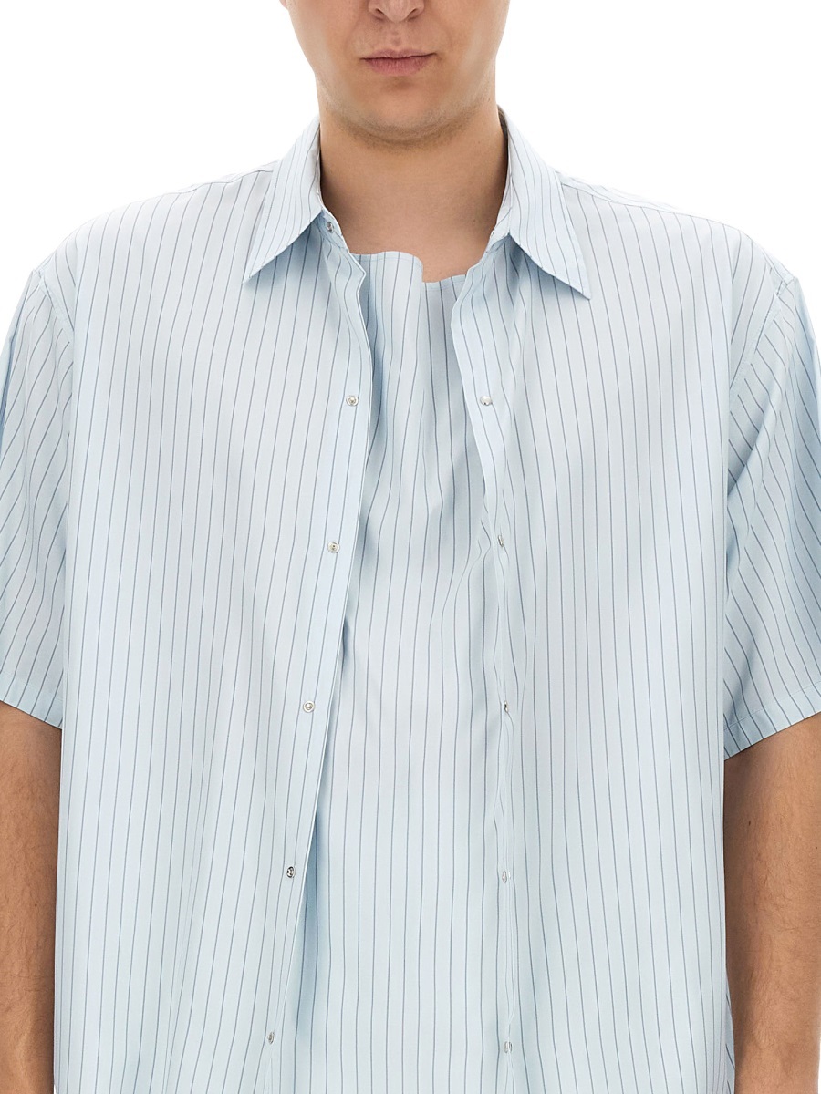 Shop Lanvin Striped Short-sleeved Shirt In White