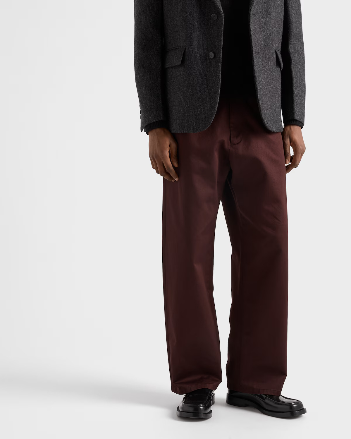 Prada Triangle-logo Cotton Trousers In Burgundy