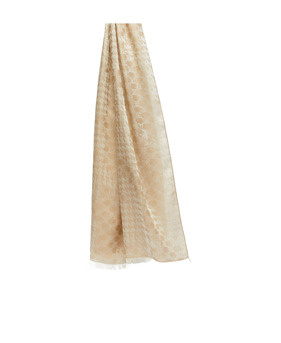 Max Mara Jacquard Wool Scarf In Nude