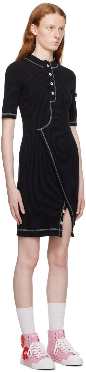 Moschino Rib Knitted Stretch Dress In Black