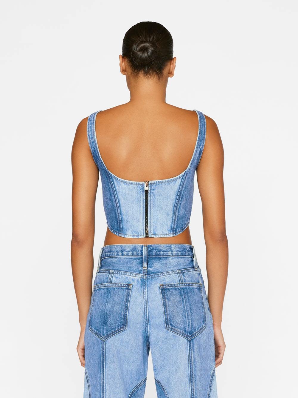 FRAME SQUARE NECK DENIM CORSET