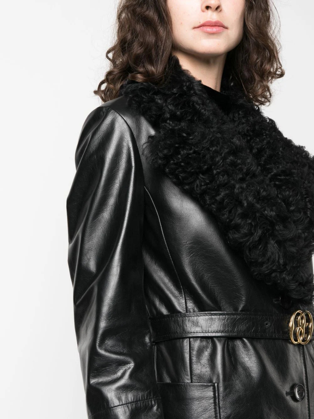 Bally Shearling-collar Leather Trench-coat In Black