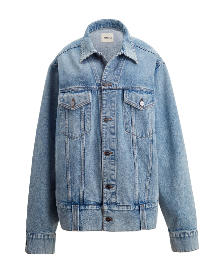 Shop Khaite Rizzo Buttoned Denim Jacket In Blue