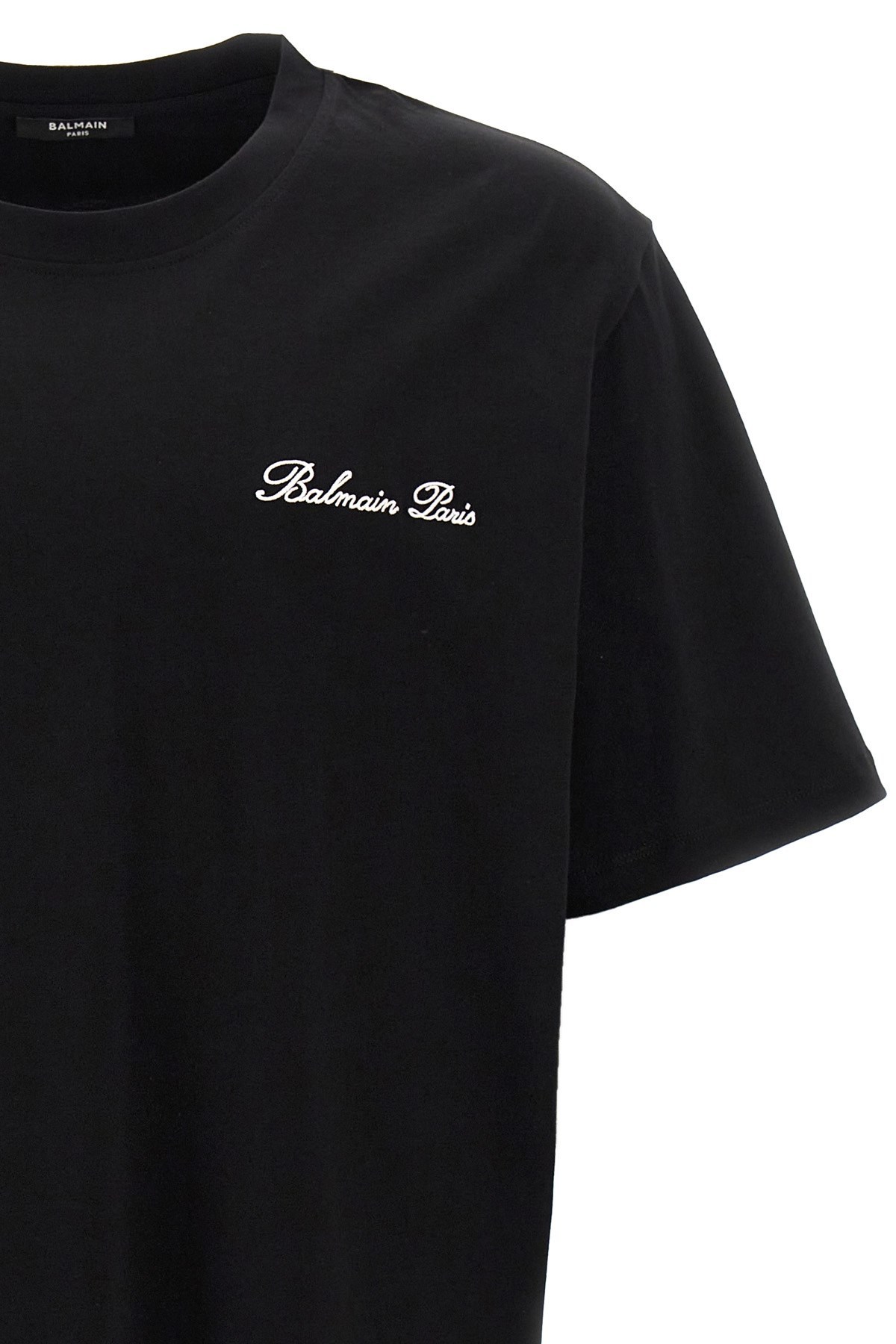 Balmain Black Cotton T-shirt In Black