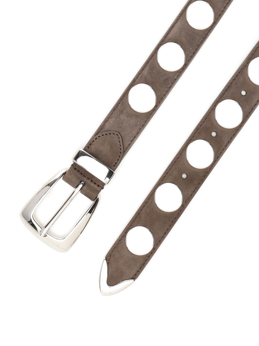 Khaite Benny Studded Leather Belt In Brown