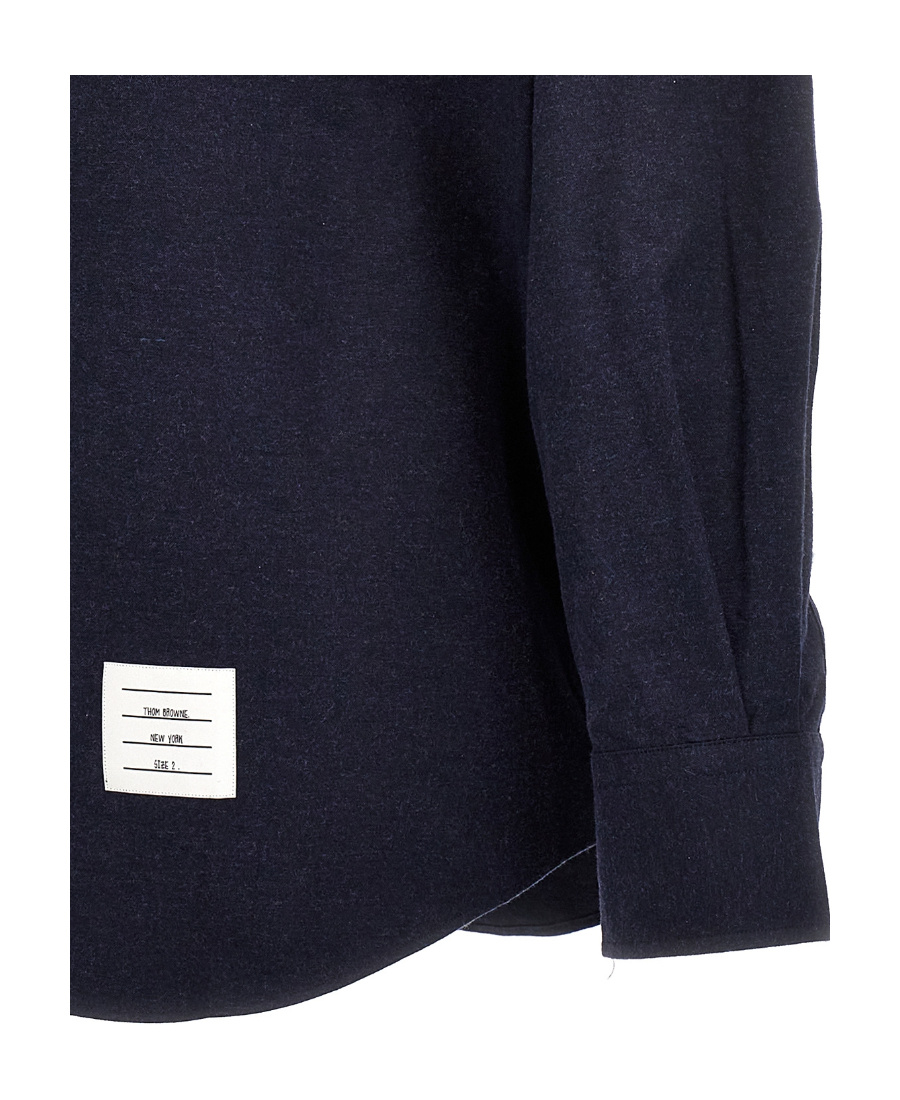 Thom Browne 4-bar Shirt In Light Wool In Black
