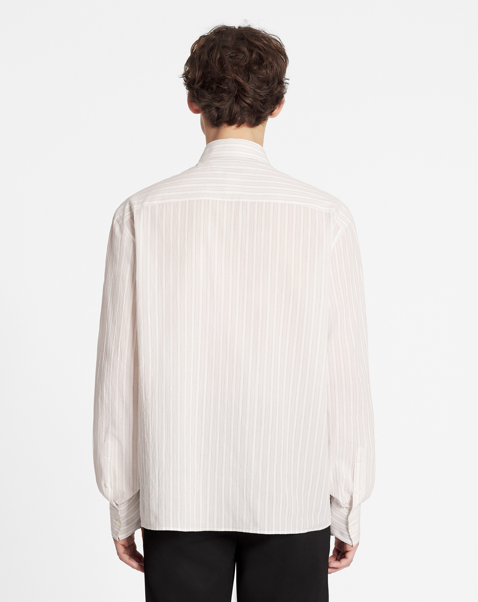Lanvin Striped Long-sleeved Tunic For Men In White