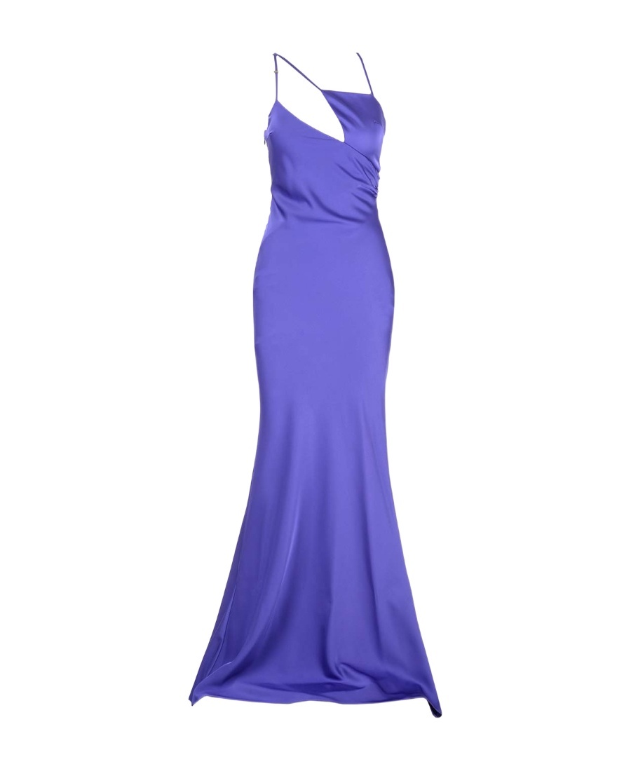Attico Melva Asymmetric Sleeveless Gown In Blue