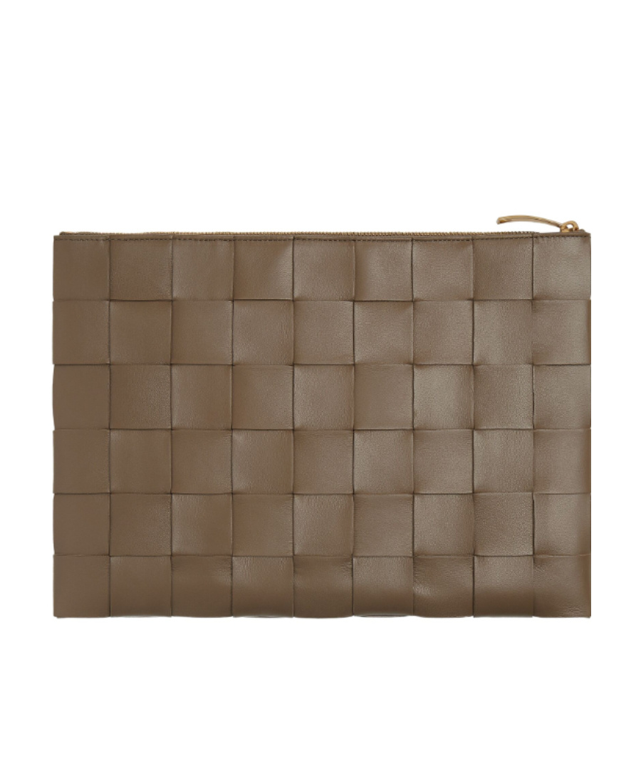 Shop Bottega Veneta Large Cassette Flat Pouch In Brown