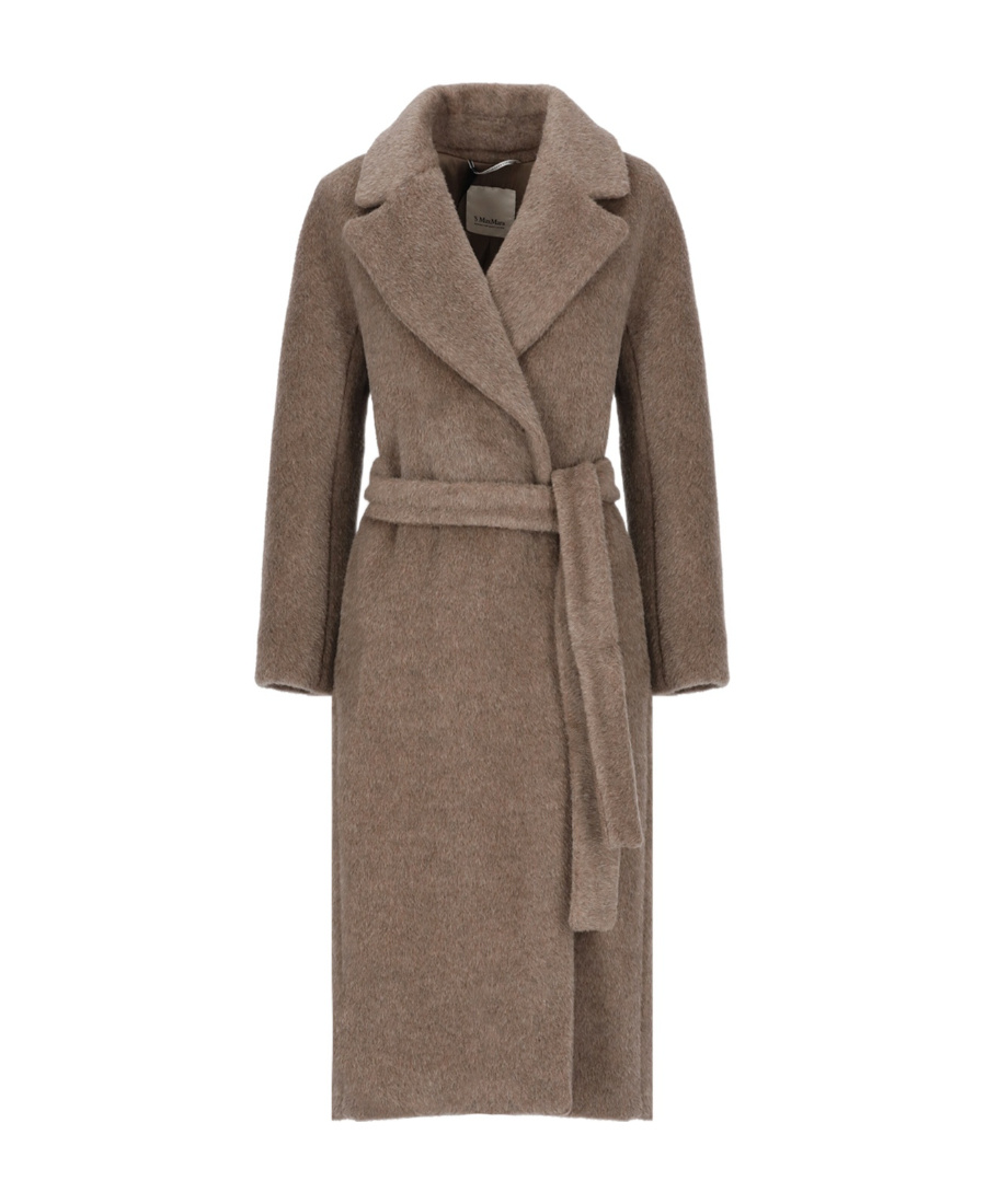 Max Mara Long-sleeved Lapel Coat In Brown