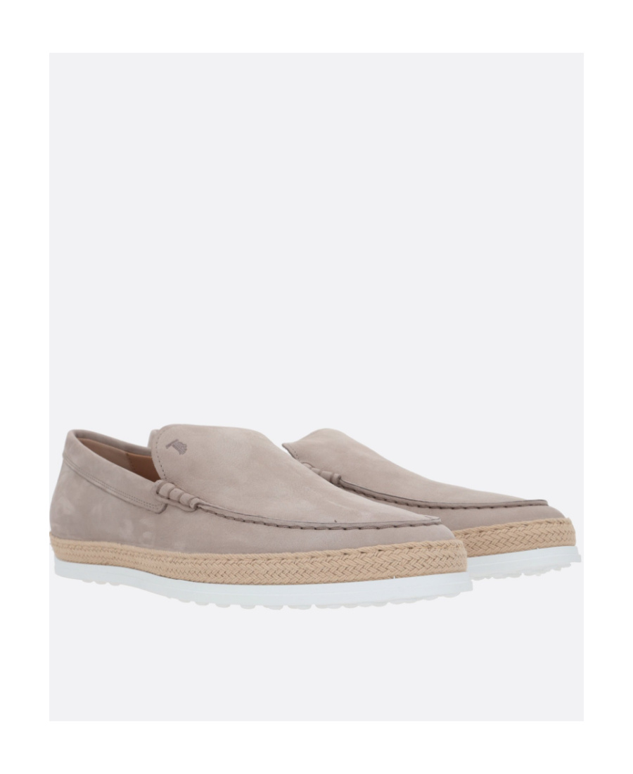 Tod's Man Espadrilles Light Grey Size 8.5 Soft Leather In Nude