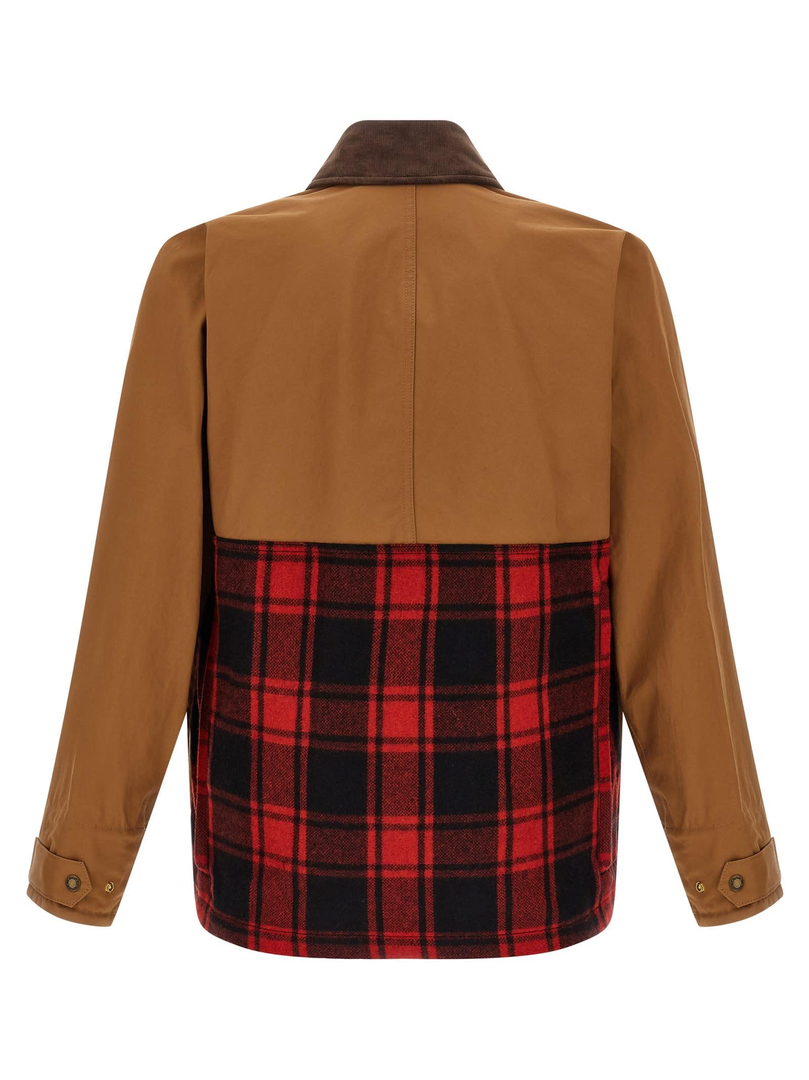 Junya Watanabe X Filson Corduroy-collar Check-insert Jacket In Brown