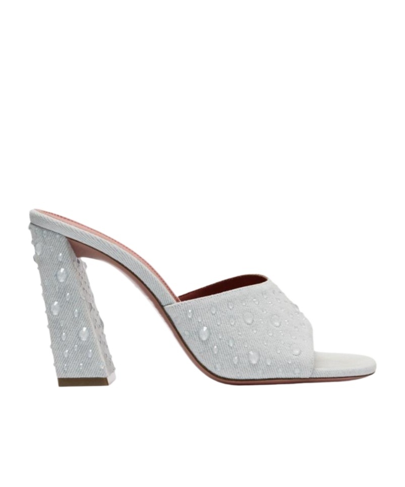 Amina Muaddi Thick Heeled Sandals In Gray