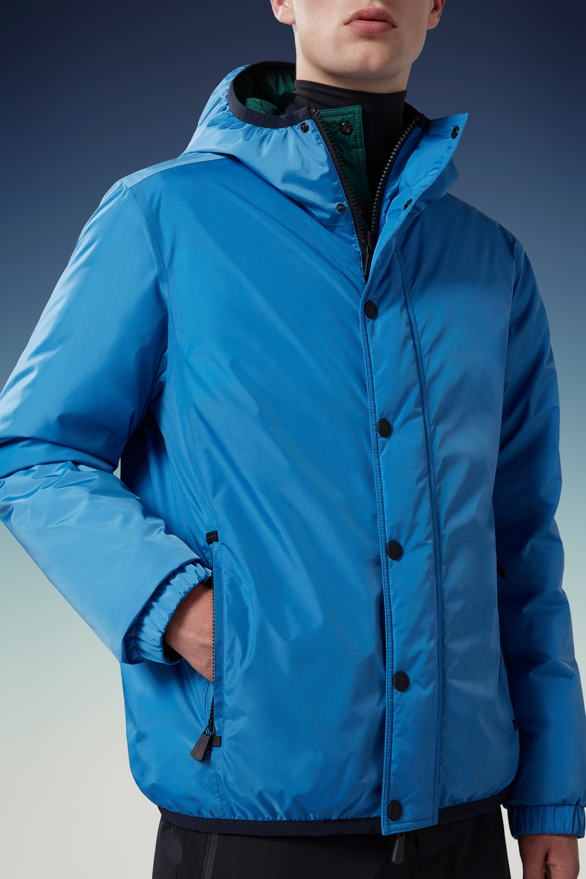 Moncler Rosiere Reversible Down Jacket In Blue
