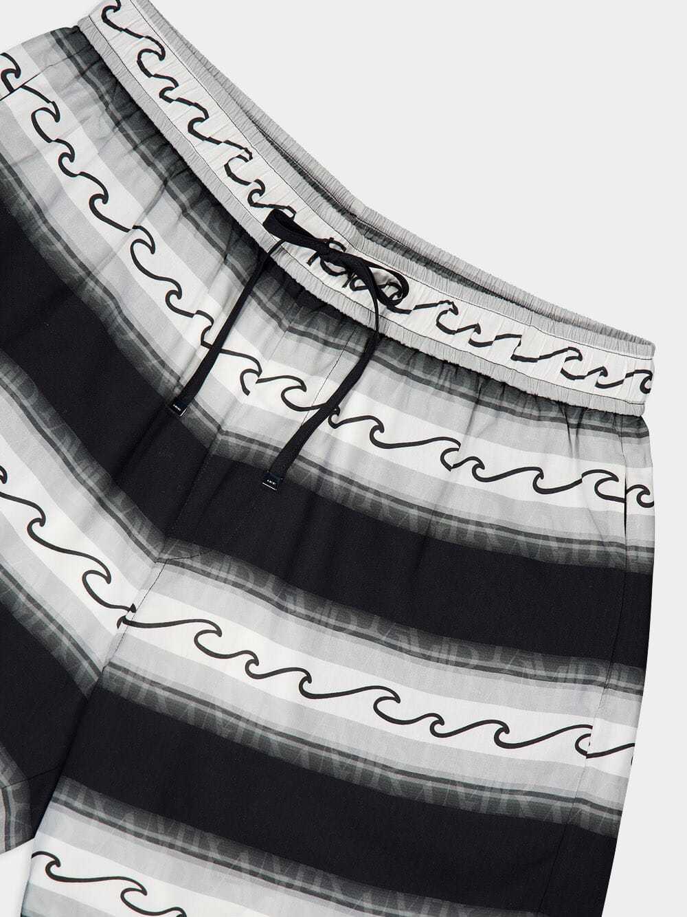 Amiri Wave Baja Striped Shorts In Black