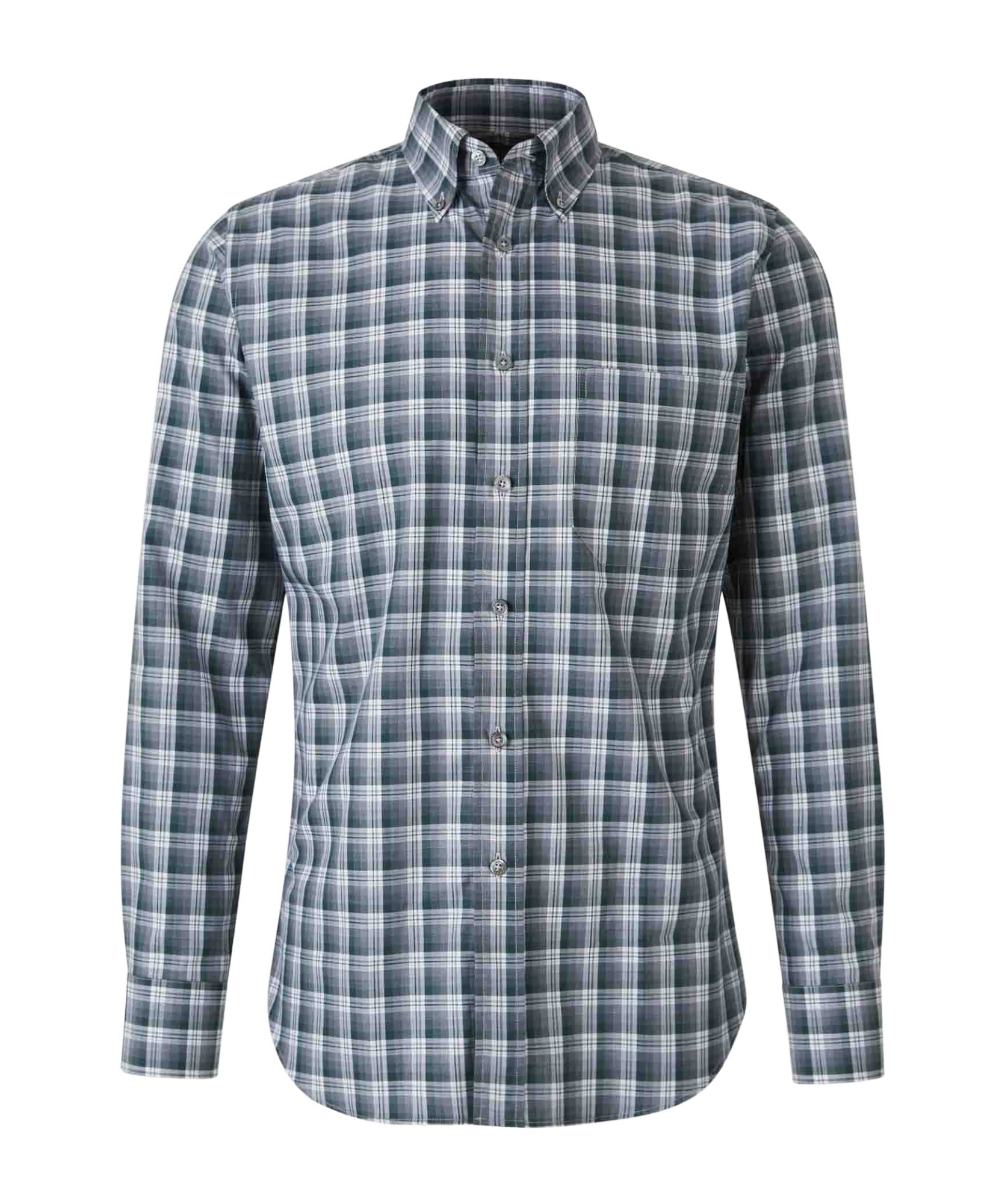 Canali Plaid Button-down Shirt In Gray