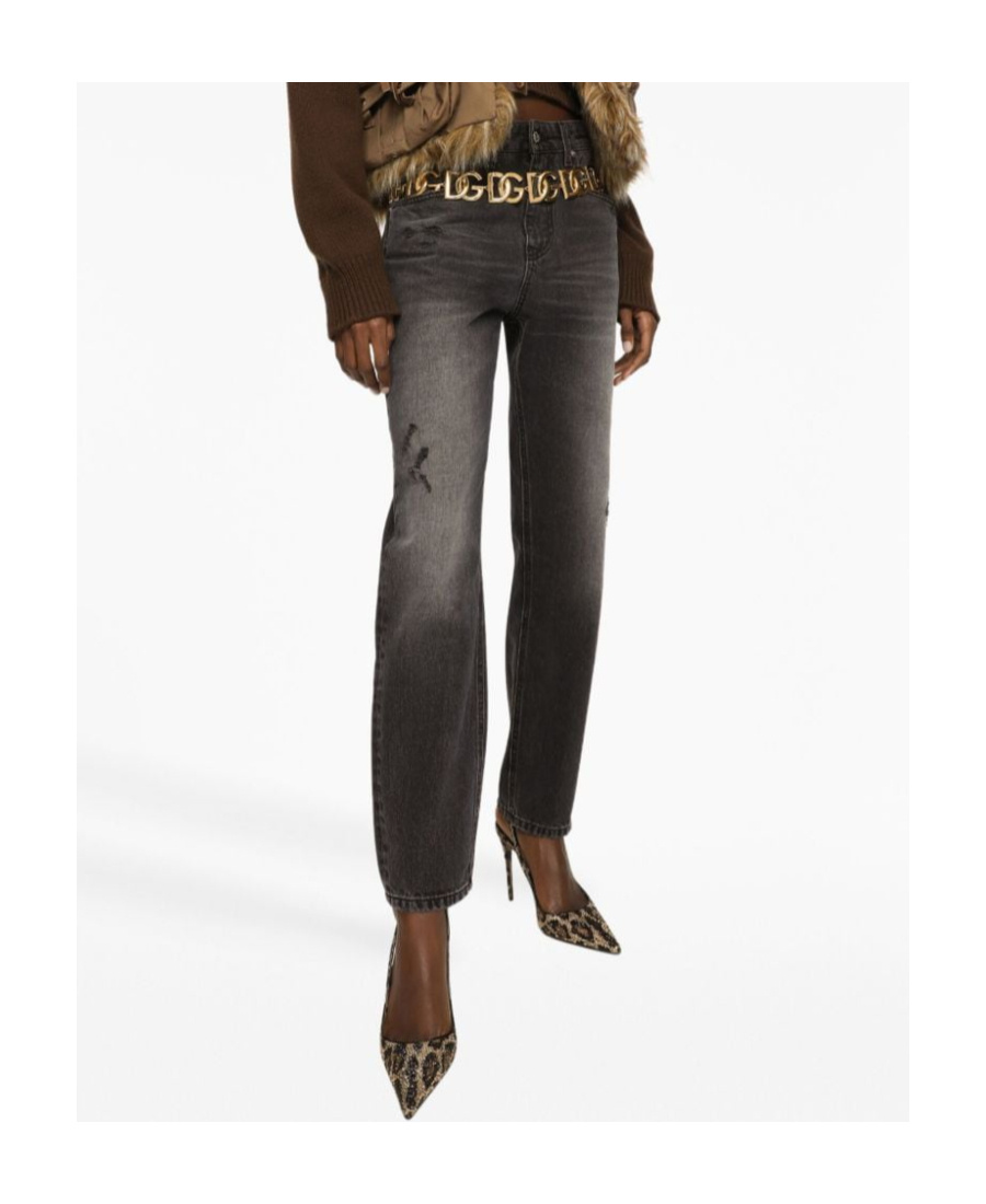 Dolce & Gabbana Boyfriend Jeans In Dark Blue Denim In Black