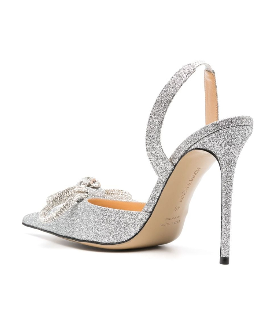 Mach&mach Fabric Pumps With Embellished Detail And Glitter Finish In White