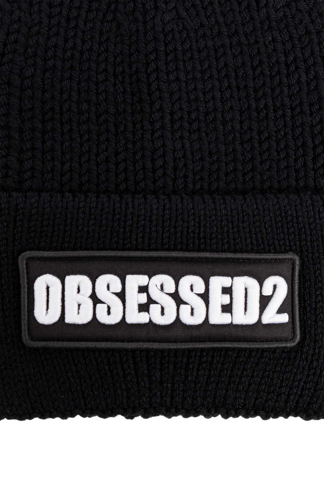 Dsquared2 Logo Patch Knitted Beanie In Black