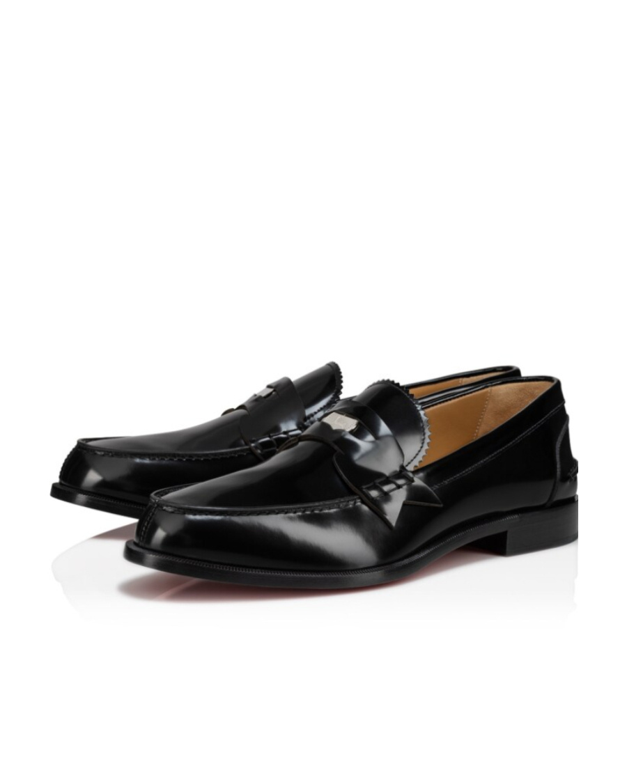 Christian Louboutin Penny Loafers In Black Leather In Black