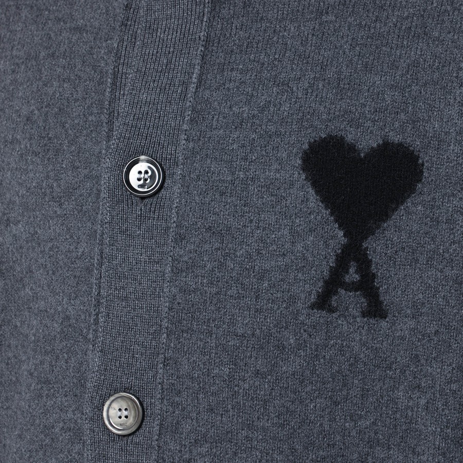 Ami Alexandre Mattiussi Ami Paris Grey Ami De Coeur Cardigan Men In Blue